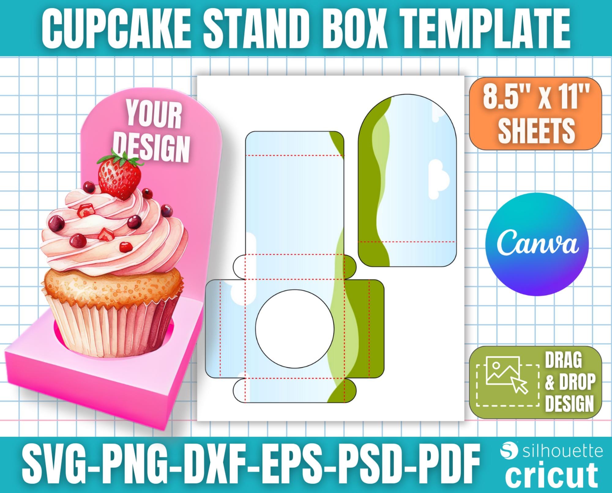 Plantilla de cupcakes - Etsy México, image size:2000x1612