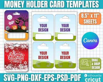 Money Holder Card Templates, Money Card Svg, Money Holder Svg, Money Card Holder Svg, Gift Card Holder Svg, Custom Template, Canva Editable