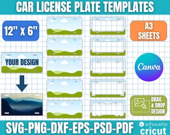 Autokennzeichen Vorlage, Autokennzeichen Sublimationsvorlage, Autokennzeichen Rahmenvorlage, Nummernschild SVG Png, Canva Bearbeitbar