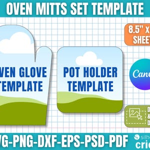 Mall för ugnsvantar, mall för grytlappar, mall för ugnsvantar, set med sublimering, anpassade ugnsvantar, redigerbar canvas