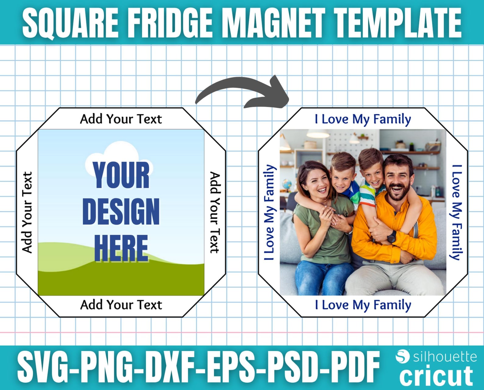 2x2 Square Fridge Magnet Template, Photo Magnet Template, Magnet Maker ...