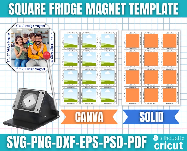 2x2 Square Fridge Magnet Template, Photo Magnet Template, Magnet Maker ...