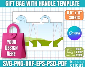 Gift Bag Template, Gift Bag with Handle, Paper Bag Template, Gift Bag Svg, Favor Bag Svg, Birthday Gift Bag, Gift for Mother, Canva Editable