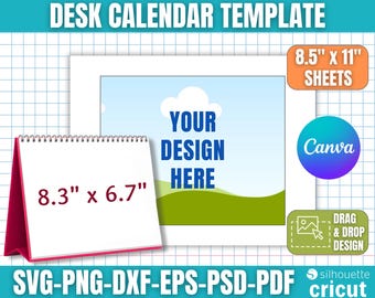 Plantilla de calendario de escritorio, plantilla de calendario para sublimación, plantilla de calendario, calendario de escritorio DIY, calendario personalizado de sublimación, Canva editable
