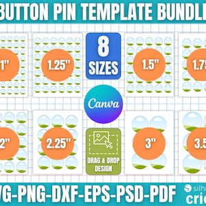 Button Pin Template Bundle, Button Pin Svg, Button Pin Template, Sublimation Button Pin Template, Canva Button Pin Template, Pin Button Svg