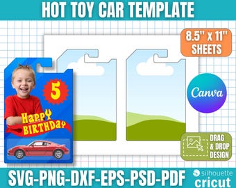 Car Toy Wheels Template, Toy Car Template, Toy Car Package, Hot Car Wheels Sublimation Designs, Race Car Birthday Favors, Canva Editable
