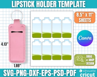 Lipstick Holder Template, Chapstick Template, Chapstick Sublimation, Lipstick Holder Svg, Chapstick Holder Svg, Keychain Template, Canva