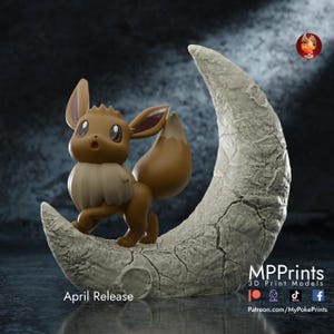 Pokemon auf Mond 3D Druck, Evoli Evolutionen, #196/#197/#135/#471/#134/#700/#133, UNPAINTED