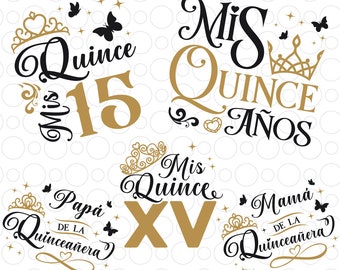 Quinceanera Svg Png Bundle, Mis Quince Svg, Mis Quince Squad Svg, Mis Quince Años Svg, Geburtstagsfamilie Svg, Latina Geburtstagssvg-Shirt