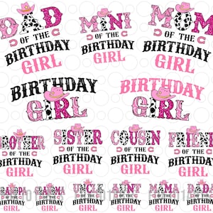 Geburtstag Familie Cowgirl Png Bundle, Western Geburtstag Png, Geburtstag Familie Mädchen Png, Erster Rodeo Geburtstag Png, 1. Geburtstag Png, Cowgirl Png