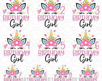 Unicorn Birthday Girl Svg Png Bundle, Family Birthday Girl Svg, Unicorn Cute Girl Svg, Happy Birthday Svg, Unicorm Party Svg Magical Unicorn