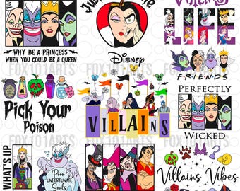 Bad Witches Club Svg Png Bundle, Chillin' Like A Villain Png, Bad Girls Svg, Villain Gang Png, Halloween Villains Svg, Spooky Vibes Svg