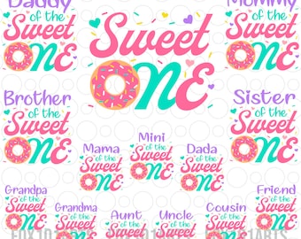 Sweet One Birthday Svg Png Bundle, Donut First Birthday Svg, Girls 1st Birthday Svg, Sweet One Donut Birthday Svg, Donut Theme Party Png