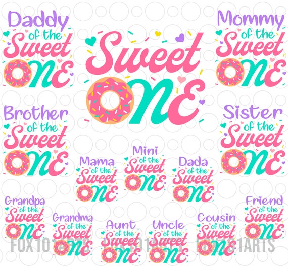 Sweet One Birthday Svg Png Bundle, Donut First Birthday Svg, Girls 1st Birthday Svg, Sweet One Donut Birthday Svg, Donut Theme Party Png