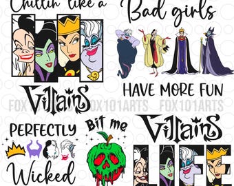 Chillin' Like A Villain Svg Png, Bad Girls Svg, Bit Me Svg, Villain Gang Png, Halloween Villains Svg, Spooky Vibes Svg