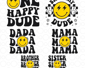 One Happy Dude Svg Png Bundle, One Happy Dude Birthday Svg, One Happy Dude Family birthday Svg, Birthday Boy Girl Svg Birthday Dada Mama Svg