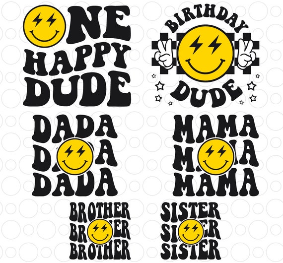 One Happy Dude Svg Png Bundle, One Happy Dude Birthday Svg, One Happy Dude Family birthday Svg, Birthday Boy Girl Svg Birthday Dada Mama Svg