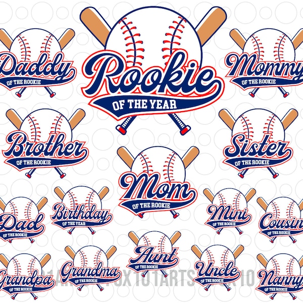 Bundle Baseball Family Rookie Svg Png, Family of the Rookie Svg, First Birthday Rookie Svg, Rookie of the Year Svg Baseball Birthday Boy Svg