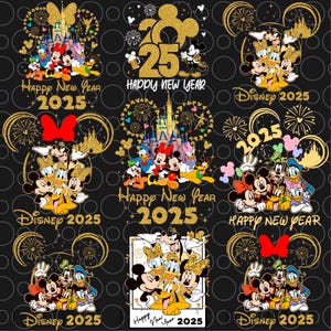 Mouse Happy New Year 2025 Png Bundle, Hello 2025 Png, New Year 2025 Png, Magical Kingdom Png, Holiday Season Png, Vintage New Year Png Shirt