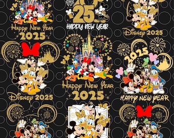 Mouse Happy New Year 2025 Png Bundle, Hello 2025 Png, New Year 2025 Png, Magical Kingdom Png, Holiday Season Png, Vintage New Year Png Shirt