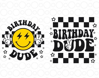 Birthday Dude Svg Png, First Birthday Boy Girl Svg, One Happy Family Svg, Birthday Family Svg, Happy Birthday Svg, Retro Smiley Face Svg
