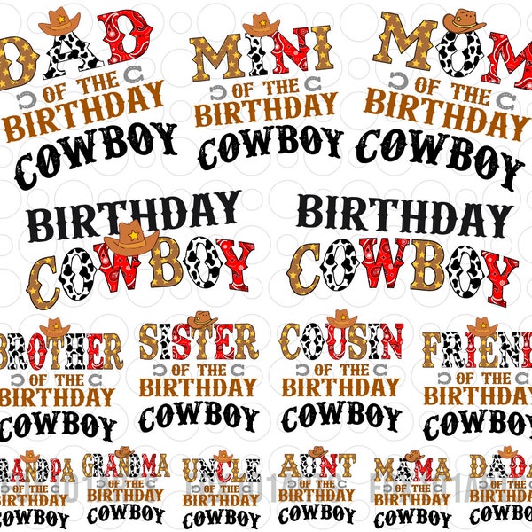 Cowboy Birthday Family Png Bundle, Western Birthday Png, Western First Birthday Png, First Rodeo Birthday Png, 1st Birthday Png, Cowgirl Png