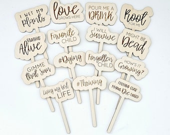 Funny Plant Stakes | Wooden Plant Stakes | Mom Garden Stakes | Funny Plant Markers | Gardener Gift Funny Plant Sayings | Greenhouse Decor