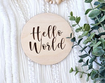 Engraved Wooden Birth Announcement Disc | Newborn Photo Prop