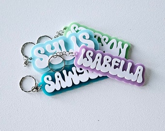 Acrylic Name Key Chain |  Christmas Gift | Personalized Key Chain | Custom Key Chain Diaper Bag Tag 3D name keychain Backpack name key chain