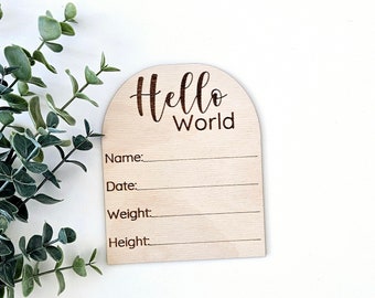 Wooden Birth Announcement | Birth Announcement Sign | Baby Name Sign | Hospital Newborn Photo Sign | Baby Shower Gift | Newborn Birth Disc