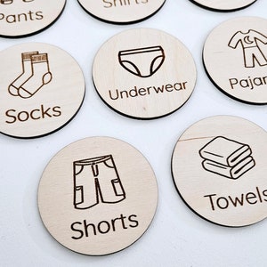 Étiquettes en bois pour chambre de bébé pour commode | Organisateur de chambre d'enfant Organisateur de placard Vêtements de rangement pour enfants et bébés Étiquettes de rangement personnalisées