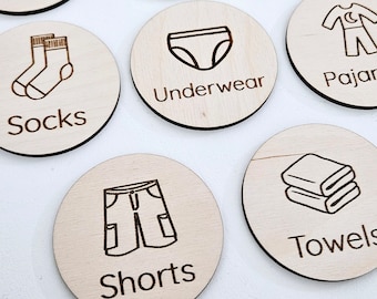 Wooden Nursery Labels for Drawer Dresser | Nursery Organizer Closet Organizer Kids Baby Clothing organization storage Custom Storage Labels