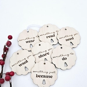 Engraved Wooden Christmas Gift Tags, Set of 7