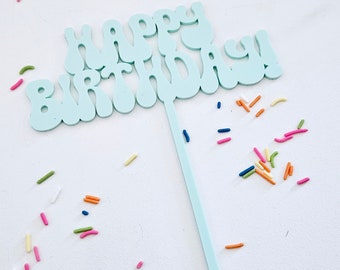 Acrylic Happy Birthday Cake Topper: Party Decor