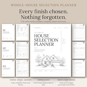 New Construction Planner PDF, Home Building Checklist, House Selection Planner, Interior Design, Home Renovation Workbook, Budget Tracker