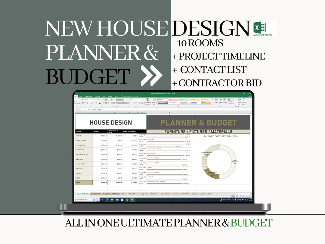 House Renovation Planner: Budget Spreadsheet, Home Design (EXEL FILE ...