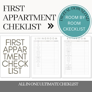 First Apartment Checklist, Moving Checklist, New House Checklist, First Home Planner, Furniture Inventory, College Apartment Checklist