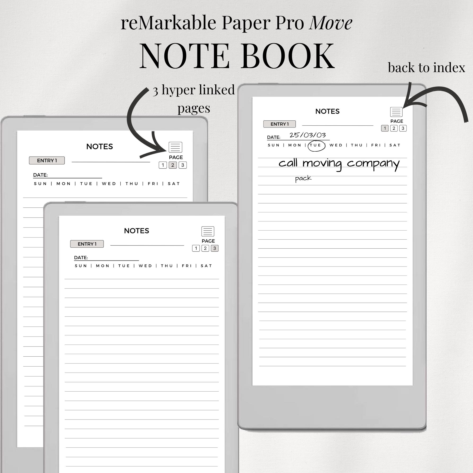 Notebook Template for Remarkable Paper Pro Move ,digital Note-taking ...