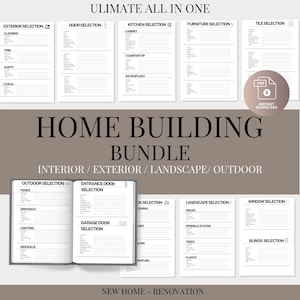 New Construction Bundle, Builders Checklist, New Home Building, Interior Design Selection, Renovation Planner