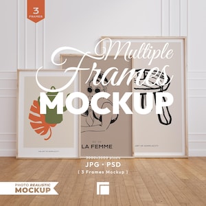 3 Vertical Frames Mockup, Frame Mock Up Set, Wooden Frame Psd Template