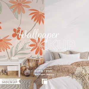Realistic Wallpaper Mockup PSD Template: Blank Wall Decor (Digital Download)