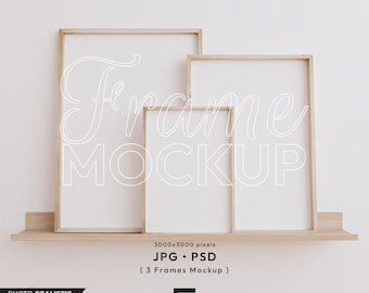 Vertical Frame Mockup: 3 Frames, Editable PSD, DIN A (Digital Download)
