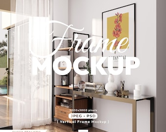 Vertical Frame Mockup, Print Poster Psd Template DIN A Aspect, Black Frame Mock Up