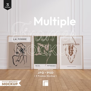 3 Frames Mockup, Vertical Frame Mockup, Modern Digital Mockup, Simple Vertical Frame Template, Jpg Psd Smart Object, Poster Mockup Set