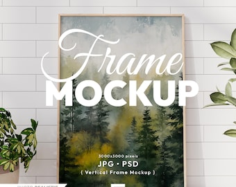 Vertical Frame Mockup, Poster Template DIN A Aspect, Wooden Frame