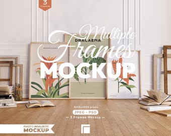 3 ramar mockup, ram mockup set, flera träramar psd mall