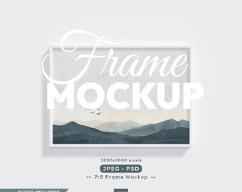 7x5 Frame Mockup, Print Poster Mock Up, Aspect 7:5 Psd Scene, White Frame