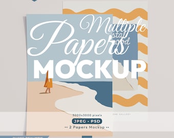 2 Papers Mockup, Paper Mockup Set, Calendar Mock Up Psd Template, Blank Sheet