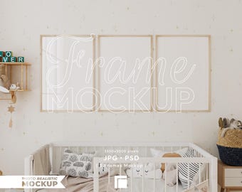 Nursery Frame Mockup: Home Interior Scene (PSD, JPG)