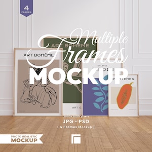 Vertical 4 Frames Mockup Set, Gallery Wall Mock up Set, Psd File